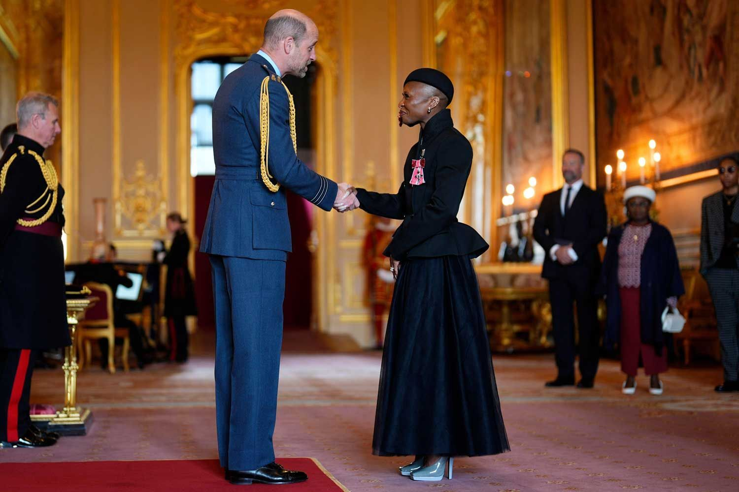 Cynthia Erivo Curtsies as Prince William Presents Her MBE at Windsor
